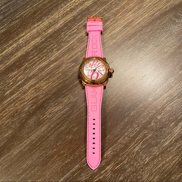 Glam Rock Rose Gold Watch with Jelly Strap - Picture 2 of 5